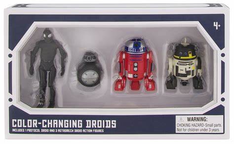 Color Changing Droids: 1 Protocol Droid and 3 Astromech Droid Action Figures